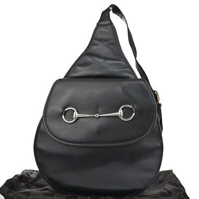 GUCCI Logo Horsebit Shoulder Body Bag Leather Black SHW Italy 61YE179  | eBay | eBay US