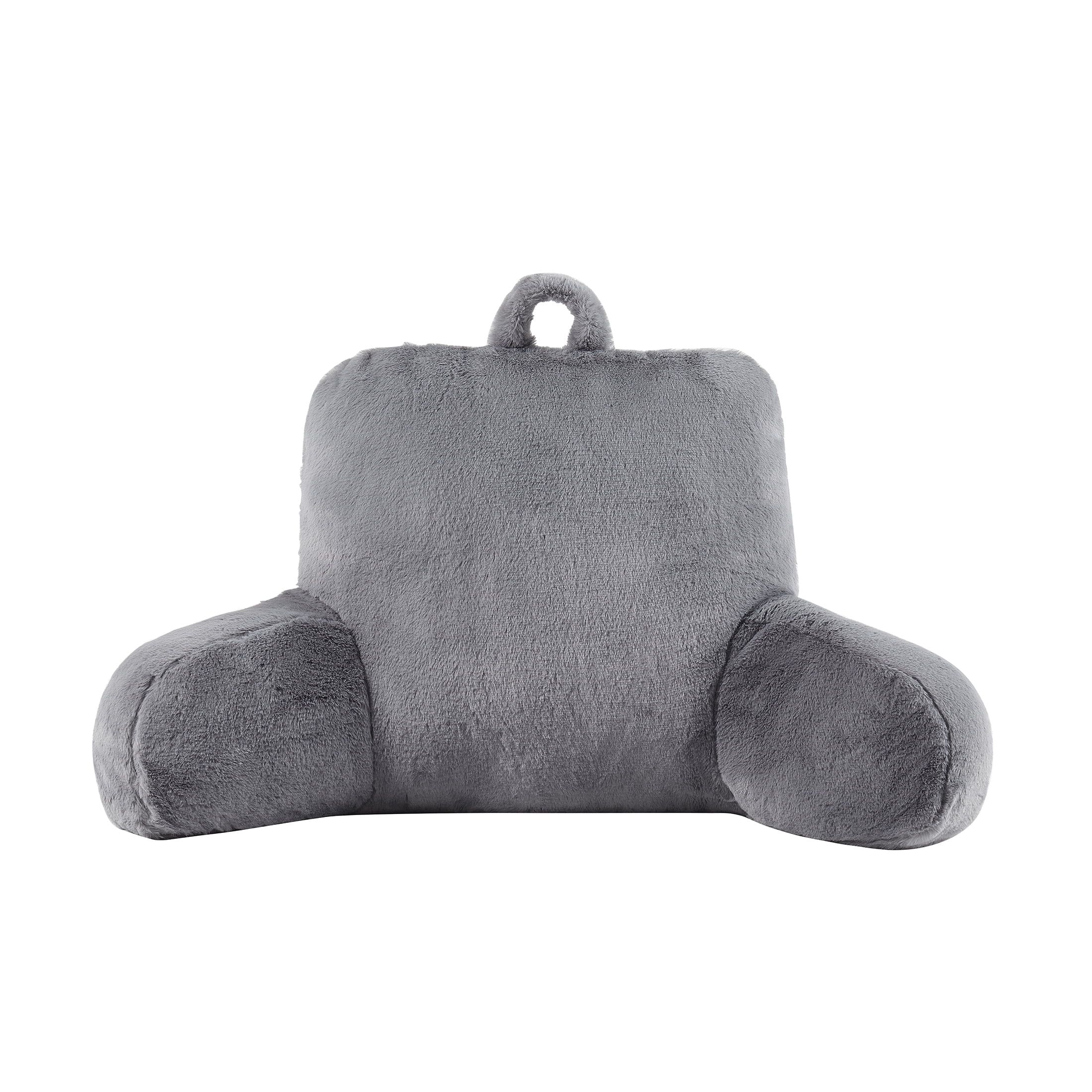 Mainstays Faux Fur Plush Bedrest Pillow, Specialty Size, Gray | Walmart (US)