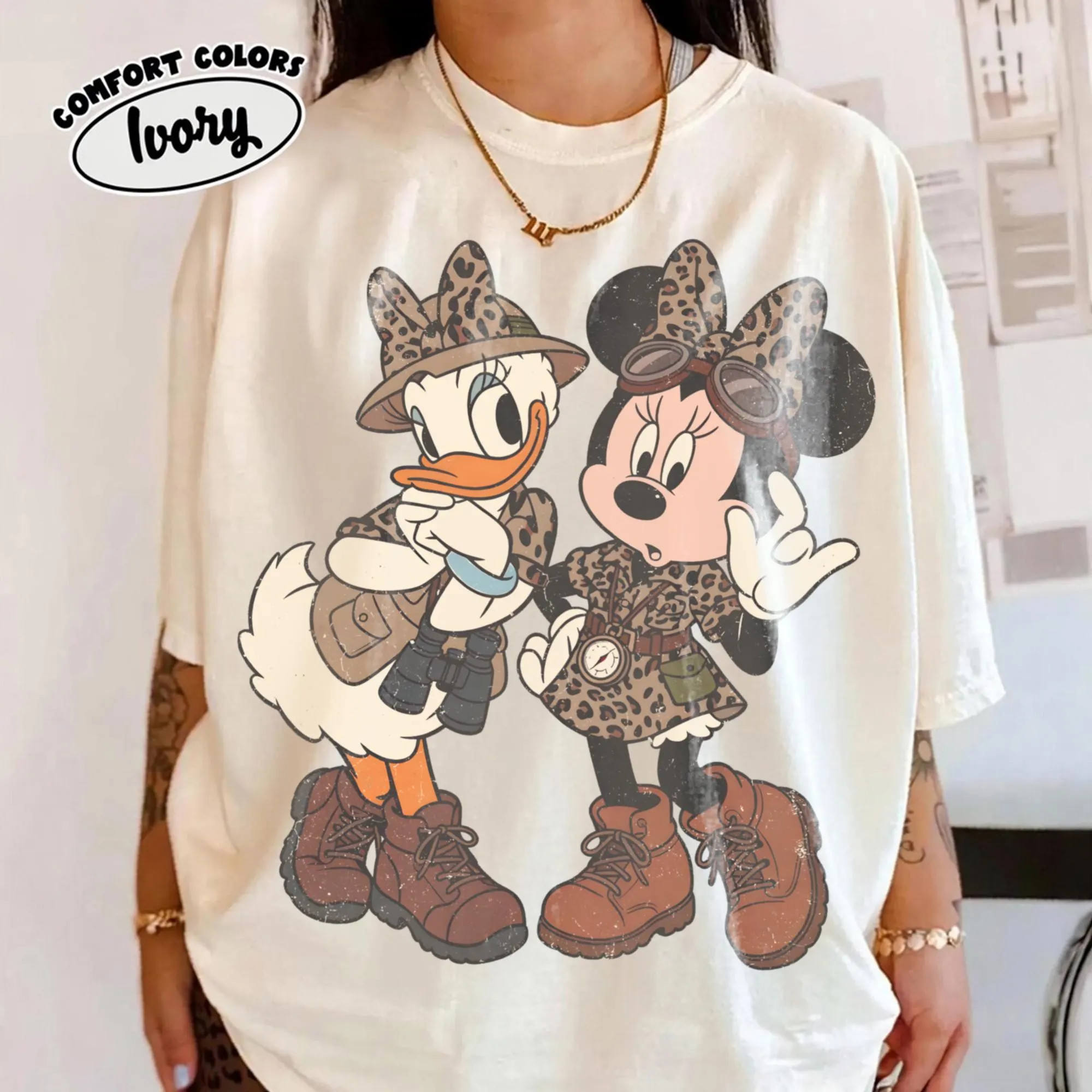 Comfort Colors® Retro Minnie Daisy Safari Leopard Shirt, Animal Kingdom Leopard Besties Tee, Lets Get Wild WDW Matching Family Trip 2026 Tee | Etsy (Global)