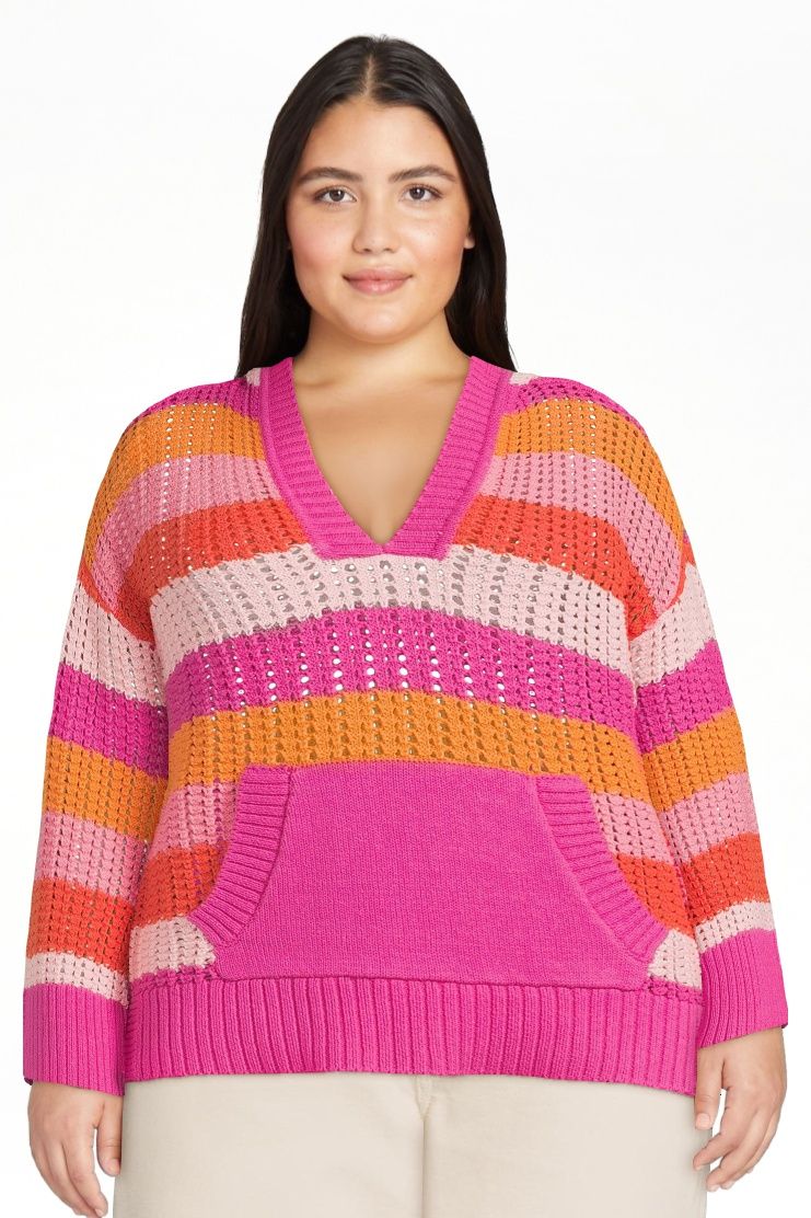 Free Assembly Women's Crochet Sweater Hoodie with Kangaroo Pocket | Walmart (US)