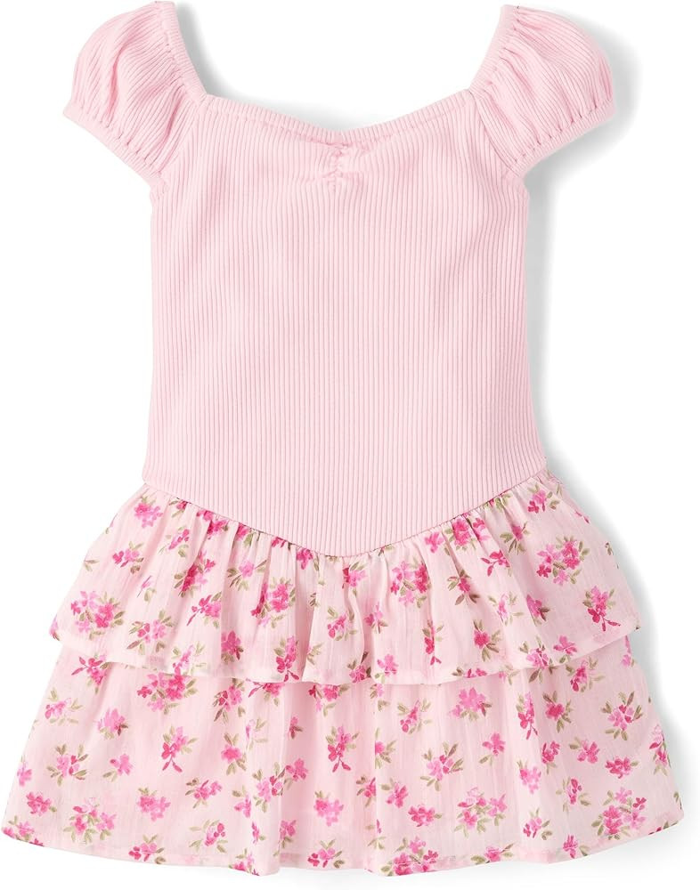 Amazon.com: The Children's Place,Baby-Girls,and Toddler Tiered Dress, Short SleeveRosie Pink,3 Ye... | Amazon (US)