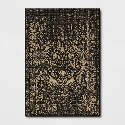 7'10"x10' Distressed Persian Outdoor Area Rug Black - Threshold™ | Target