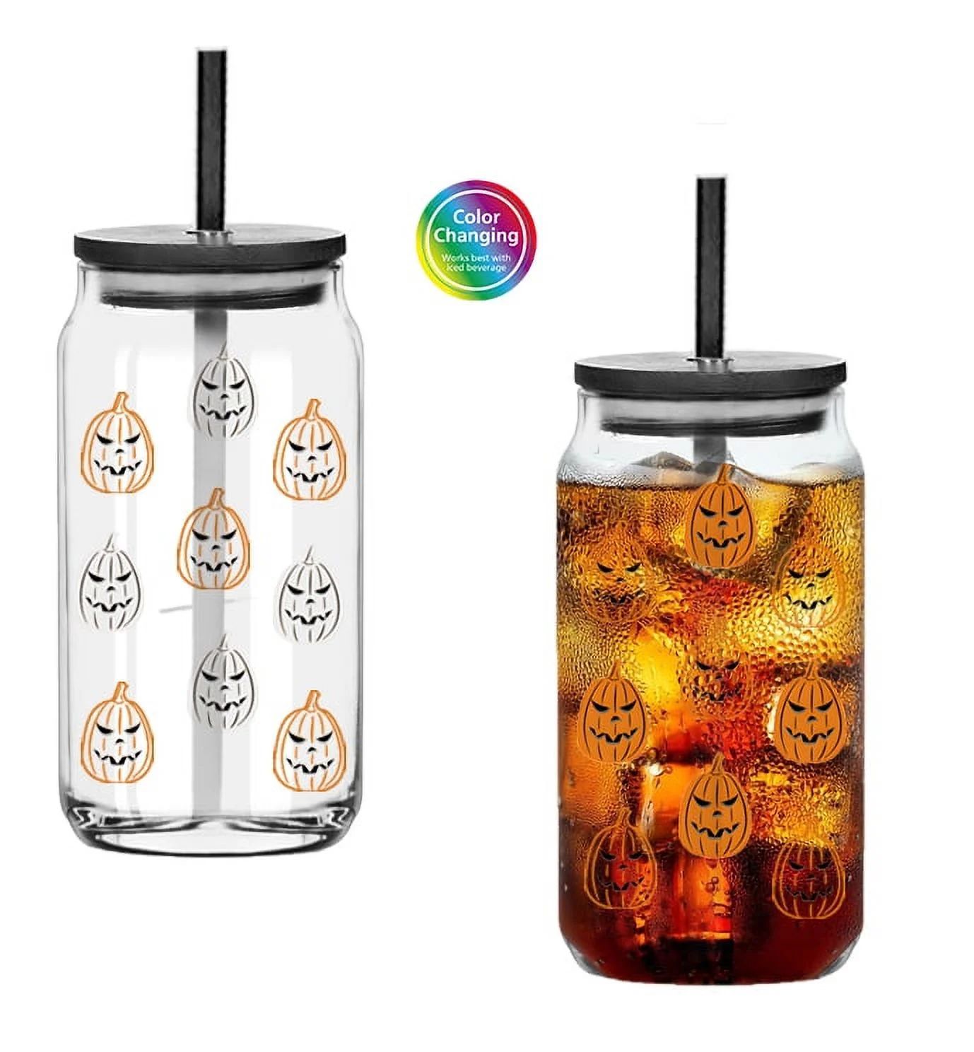 Way To Celebrate Can Glass Pumpkin Sipper Clear | Walmart (US)