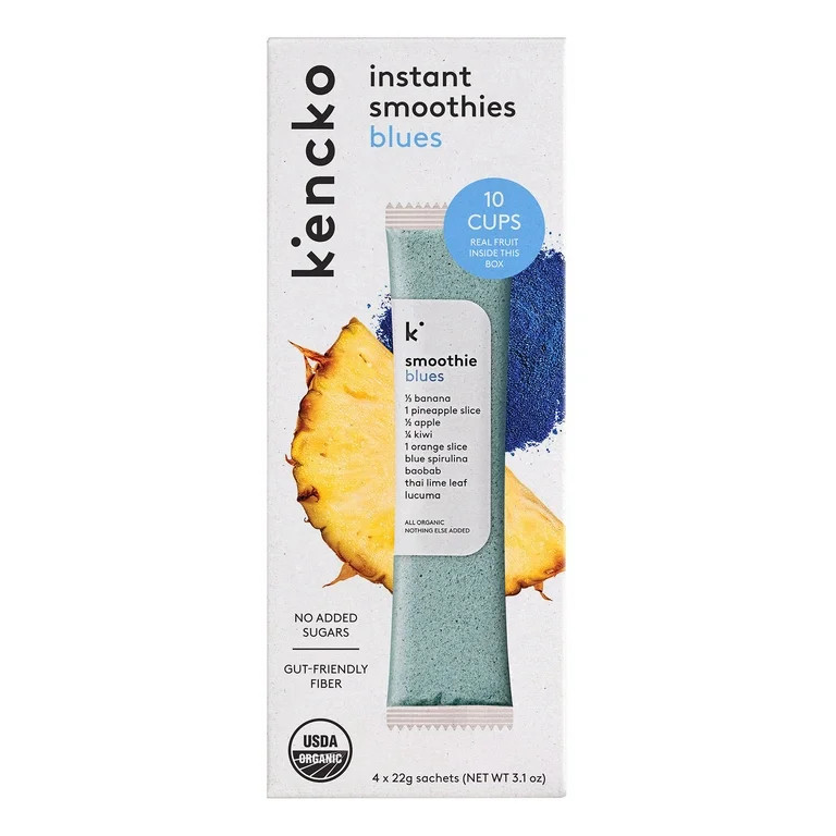Kencko Blues Organic Instant Fruit & Veggie Smoothies, Powdered Drink Mix, .78 oz, 4 Pack | Walmart (US)