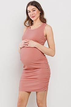 LaClef Womens Ruched Bodycon Sleeveless Tank Maternity Dress | Amazon (US)