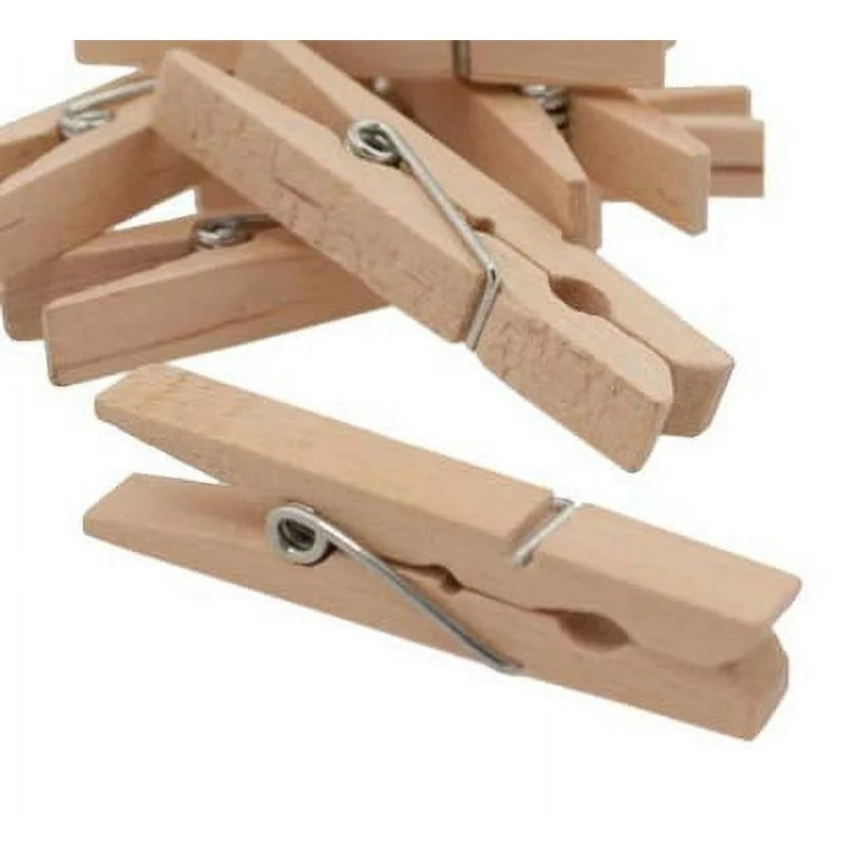 Mainstays Wooden Moisture Resistant Dry Laundry Clothespins, 50 Count, Natural Color Clothes Pins... | Walmart (US)