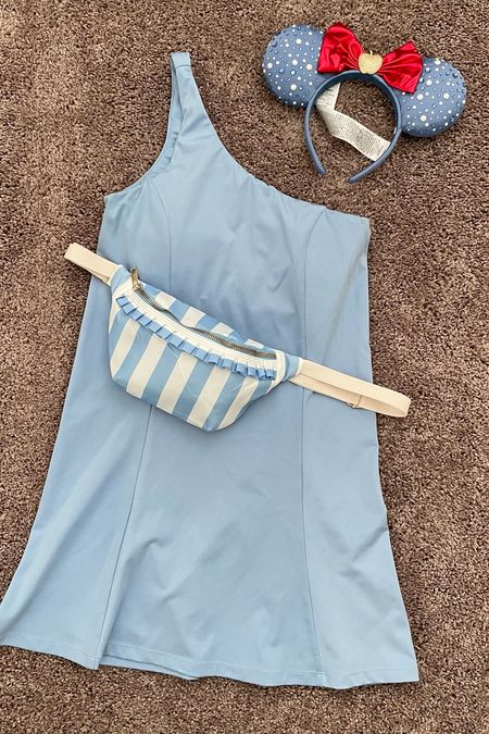 One shoulder tennis dress and ruffle striped fanny pack  

#LTKunder50