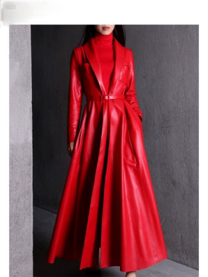 Maxi Leather Trench Coat Women Long Sleeve Extra Long Skirted Overcoat Plus Size  | eBay | eBay UK
