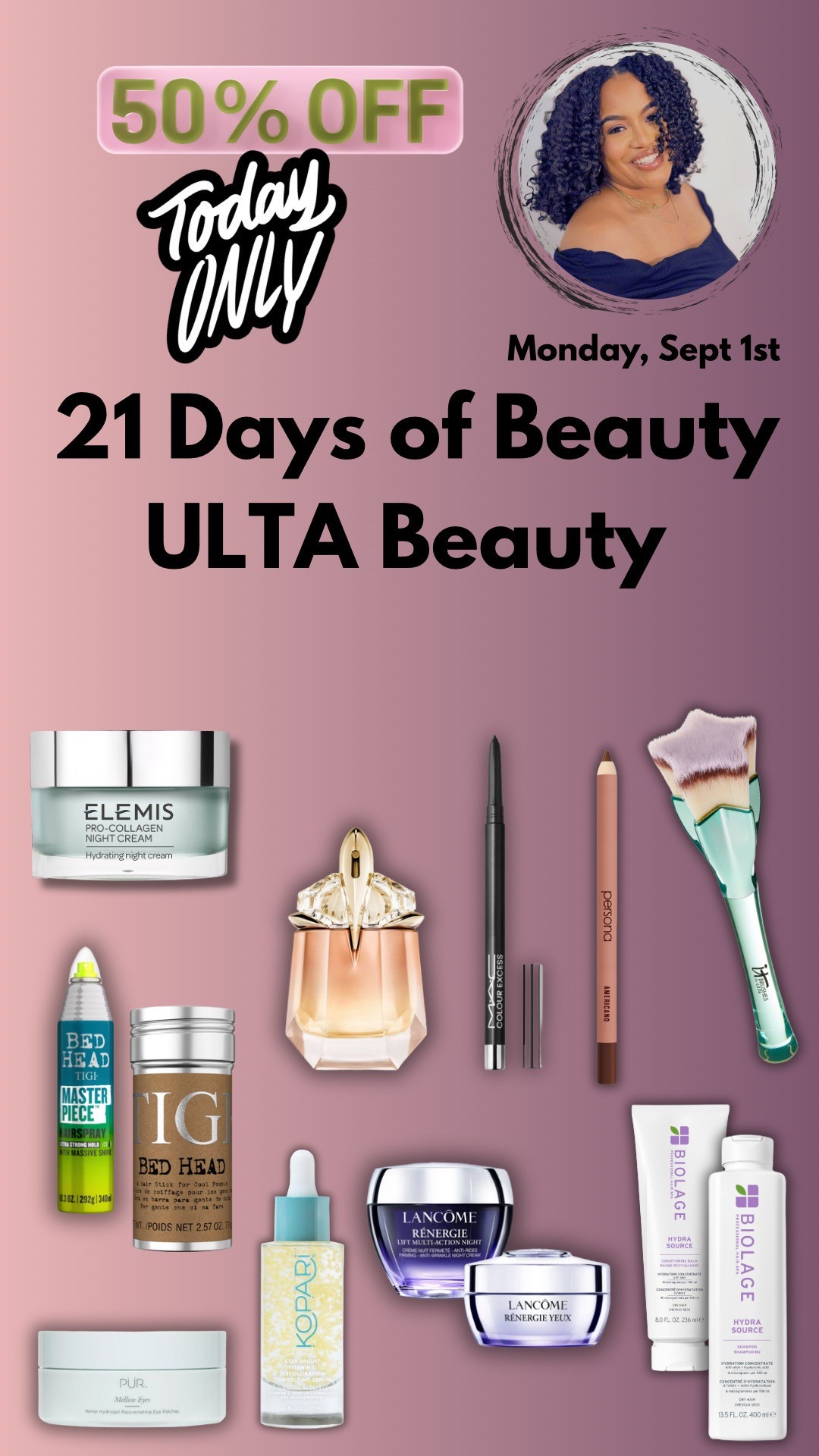 Ulta 21 Days of Beauty Labor Day Sale, 50% off beauty deals at Ulta Beauty, Lancôme skincare, it cosmetics foundation brush, bed head hair products, Elemis skincare, Ulta Beauty Sale

#LTKBeauty #LTKFindsUnder50 #LTKSaleAlert