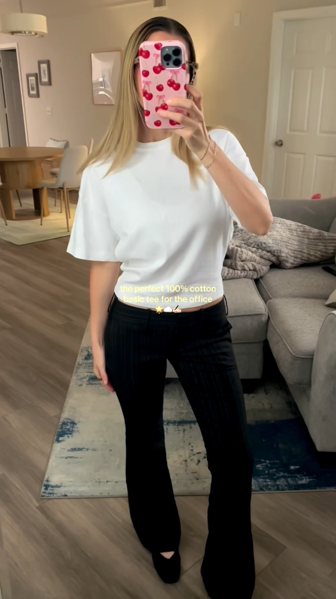 favorite cotton basic tee for the office ☁️ sized down one size to a 2xs for a tighter fit.

#LTKootd #LTKPetite #LTKWorkwear