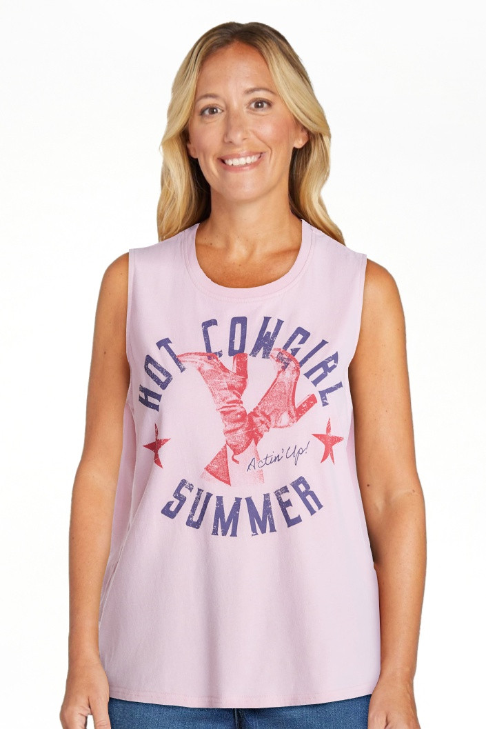 Americana Women's Hot Cowgirl Summer Graphic Muscle Tank Top from Way to Celebrate, Sizes S-XXXL | Walmart (US)