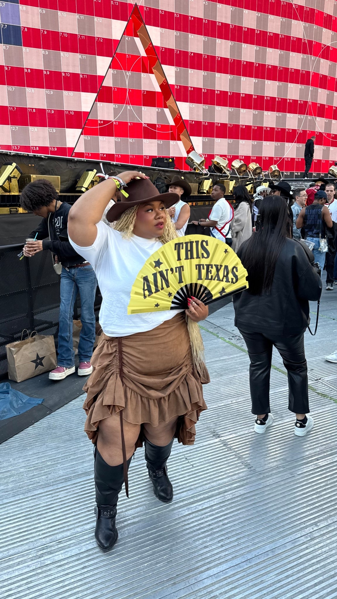 The perfect clack fan for the Cowboy Carter Tour - Beyonce #cowboycarteroutfit #plussizecowboycarter 

Skirt: size XXL normally a size 18
Boots: size 10 
Hat: Lane Bryant 

#LTKSummerEdit #LTKPlusSize #LTKBeauty