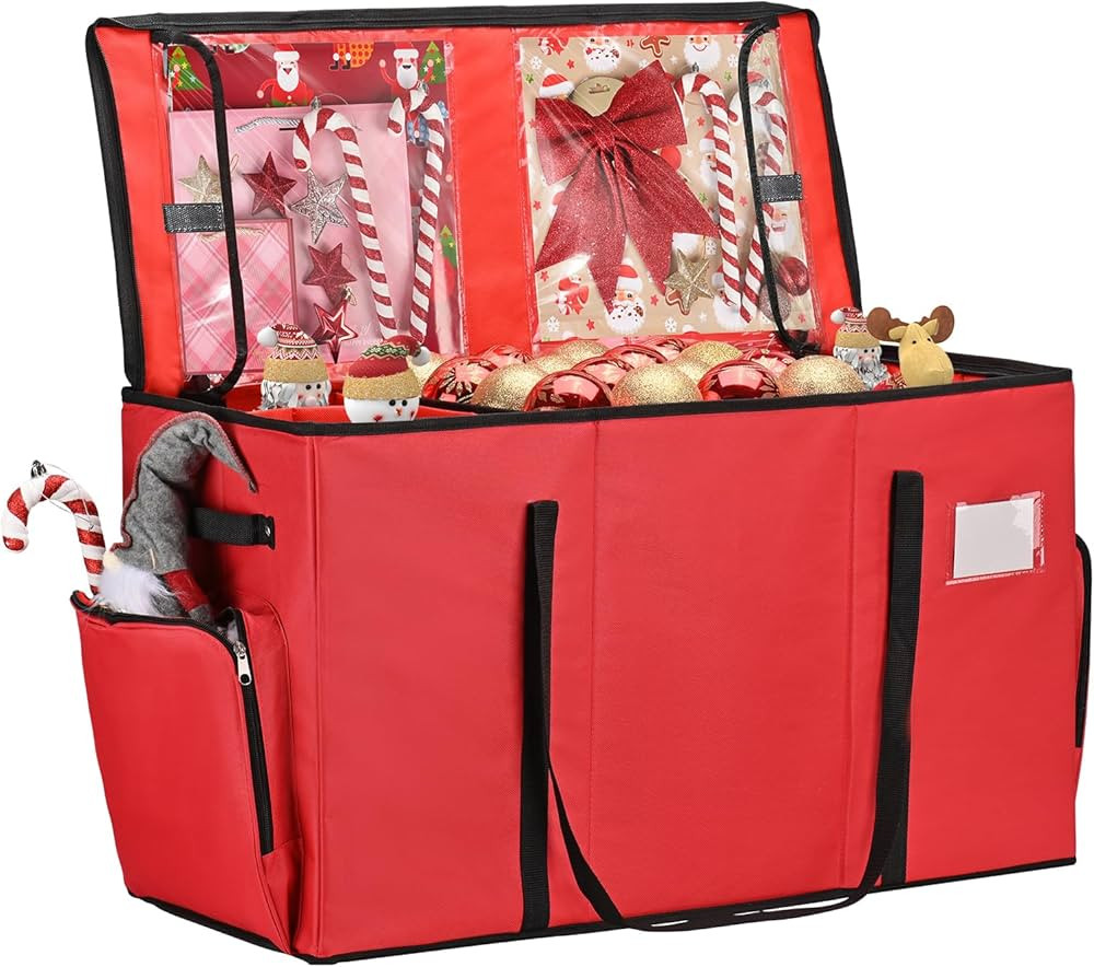 2-in-1 Christmas Ornament Storage Box & Xmas Figurine Container, Premium Christmas Ornament Stora... | Amazon (US)