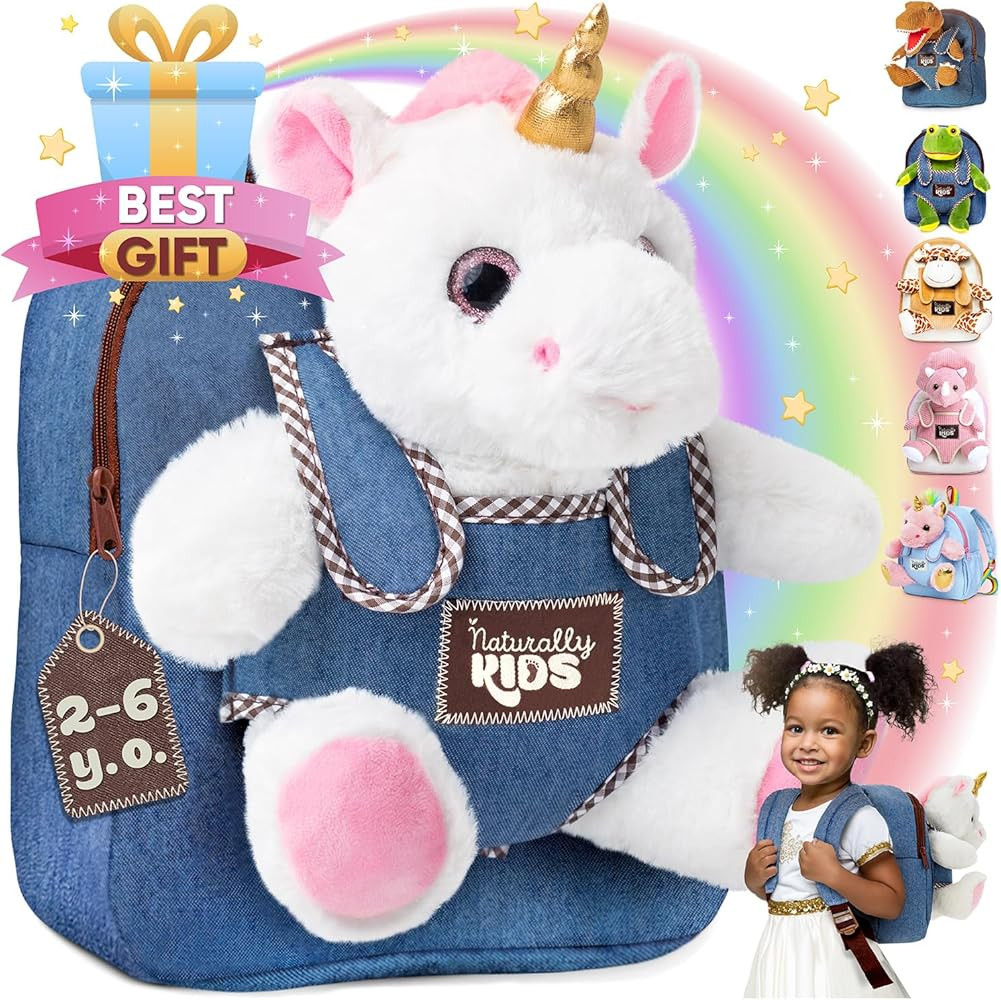 Naturally KIDS Toddler Backpack w Unicorn Toys, 2 Year Old Girl Birthday Gift, 3 Year Old Girl Gi... | Amazon (US)