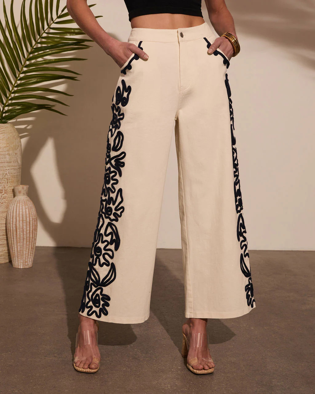 Emmerson Embroidery Wide Leg Denim | VICI