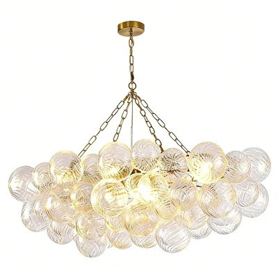 51-inch 9-light Clear Hand Blown Murano Glass Bubble Chandelier with Gold Brass Frame | Wayfair North America