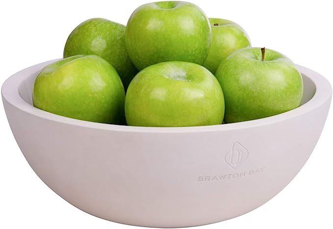 Decorative Fruit Bowl for Kitchen or Dining Room, Concrete, White - Extra Large Food Bowls for Sn... | Amazon (US)
