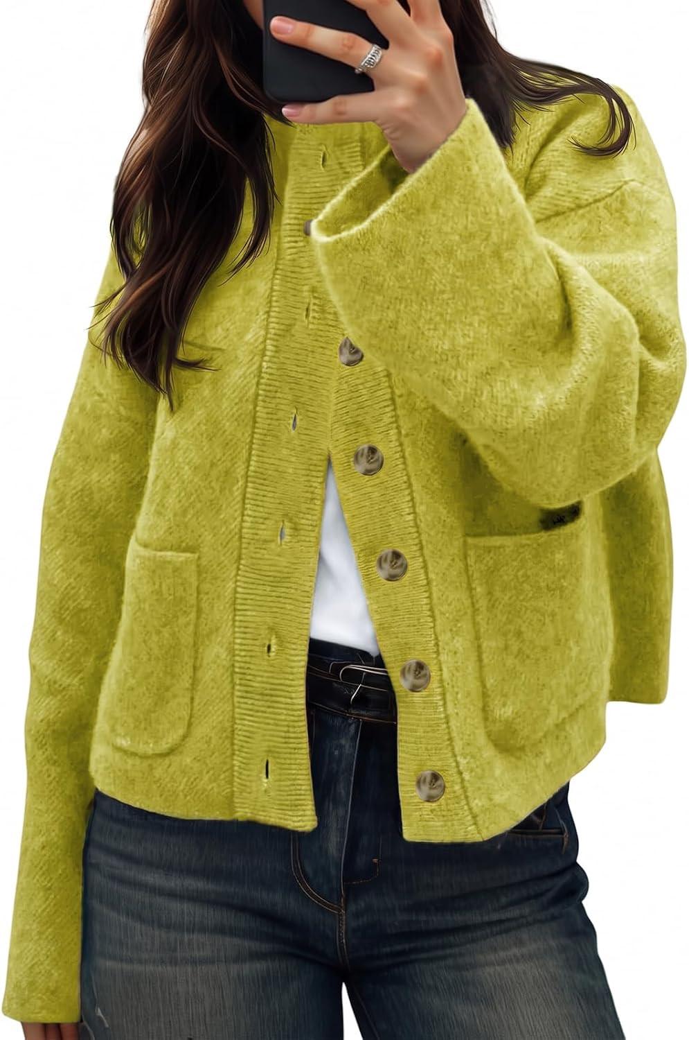Cicy Bell Womens Chunky Knit Cardigan Sweater Button Down Open Front Jacket | Amazon (US)