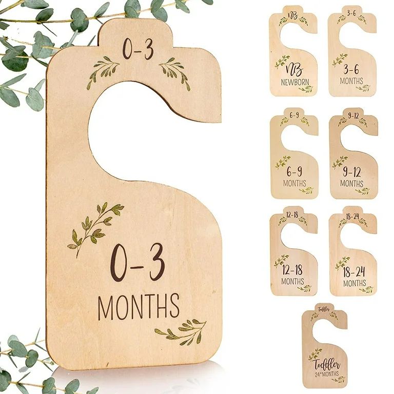 Lieonvis Baby Closet Dividers,8 Pcs Double-Sided Wooden Baby Clothes Organizer from Newborn to 24... | Walmart (US)