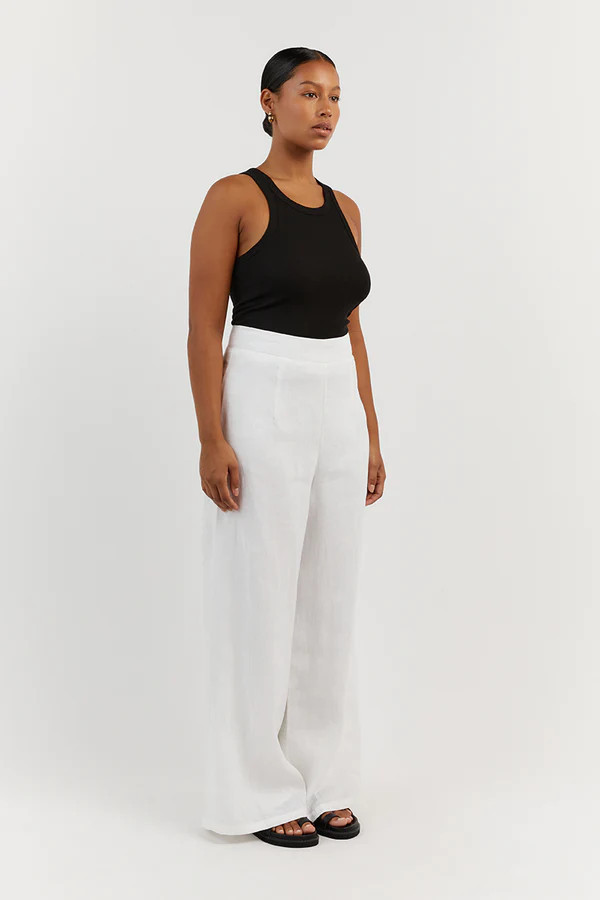 FLICK WHITE LINEN PANT | DISSH