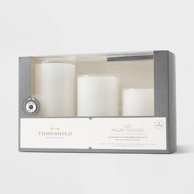 3pk 3" x 4" 3" x 5" 3" x 6" LED Flameless Black Wick Candles White - Threshold™ | Target