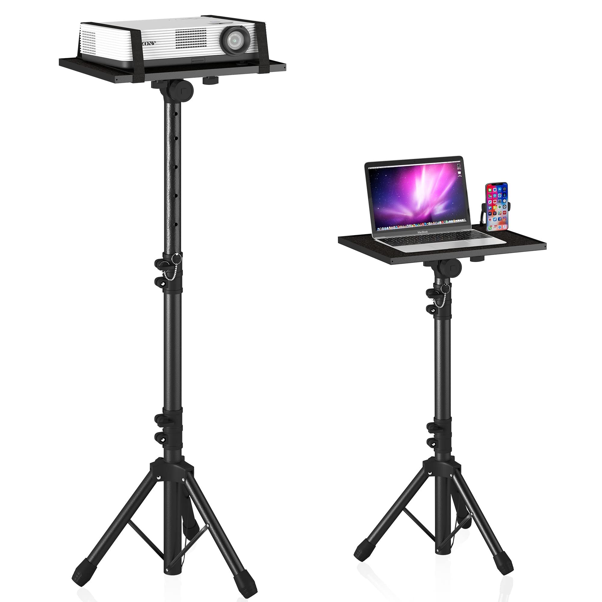 Projector Stand Tripod from 23" to 46", Laptop Tripod Stand Height Adjustable with Gooseneck Phone Holder, Laptop Floor Stand for Office, Home, Stage, Studio, DJ Racks Holder Mount | Amazon (US)
