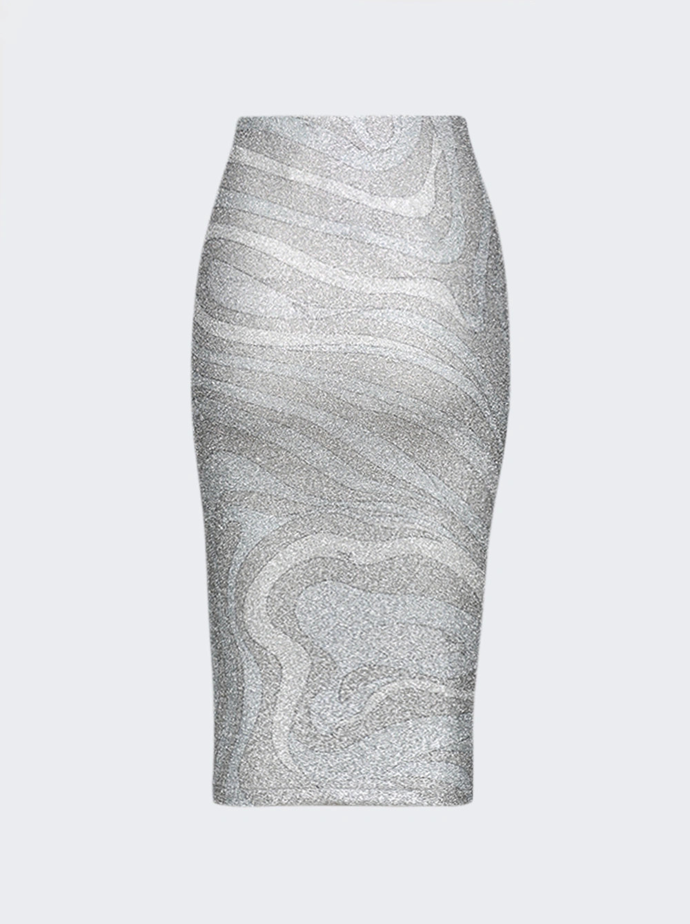 Marmo Print Midi Skirt In Jersey Lam © Silver | The Webster