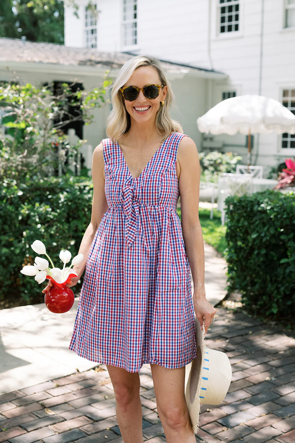 The Penelope Dress in Red & Navy Gingham | Duffield Lane