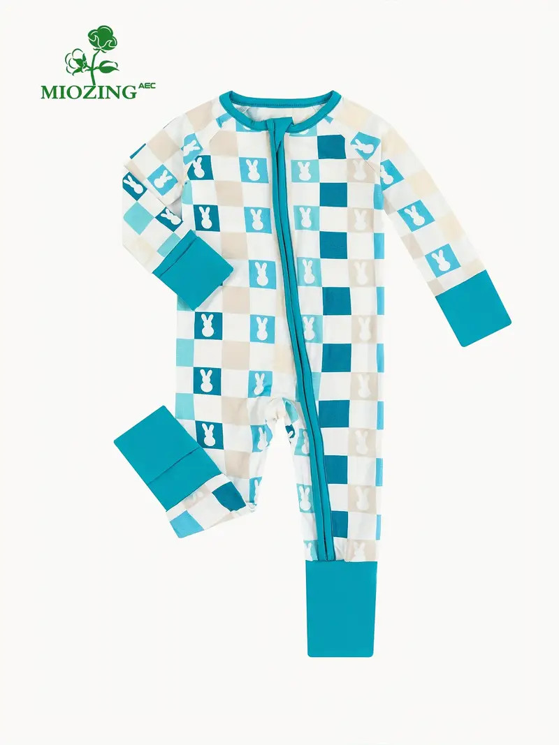 MIOZING Bamboo Fiber Bodysuit For Infants, Checkerboard & Bunny Pattern Long Sleeve Onesie, Baby ... | Temu Affiliate Program