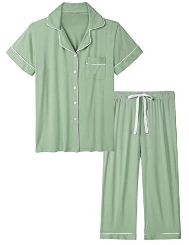 Joyaria Capri Pajamas for Women Bamboo Viscsoe Cooling Button Front Set | Amazon (US)