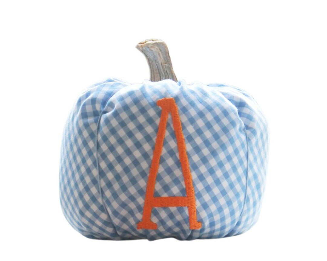 Preppy Gingham Pumpkin Blue and Orange Pumpkin Blue Pumpkin - Etsy | Etsy (US)