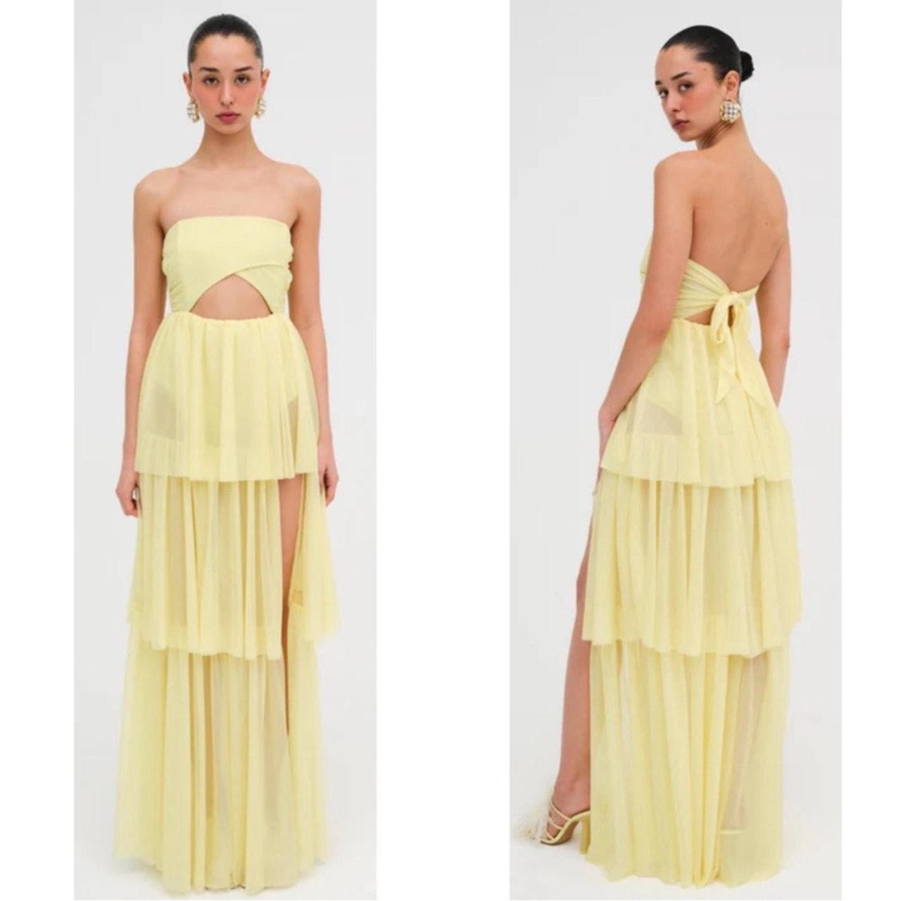 For Love & Lemons Women's Dress - Yellow/Silver - XS | Depop US