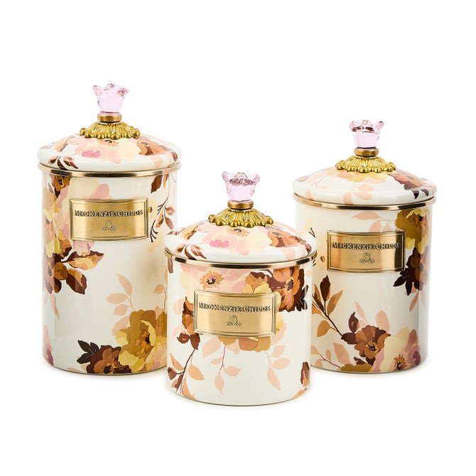 Wild Rose White Canisters, Set of 3 | MacKenzie-Childs