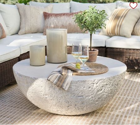 Love this concrete outdoor table, patio furniture, patio decor 

#LTKhome #LTKSeasonal #LTKstyletip