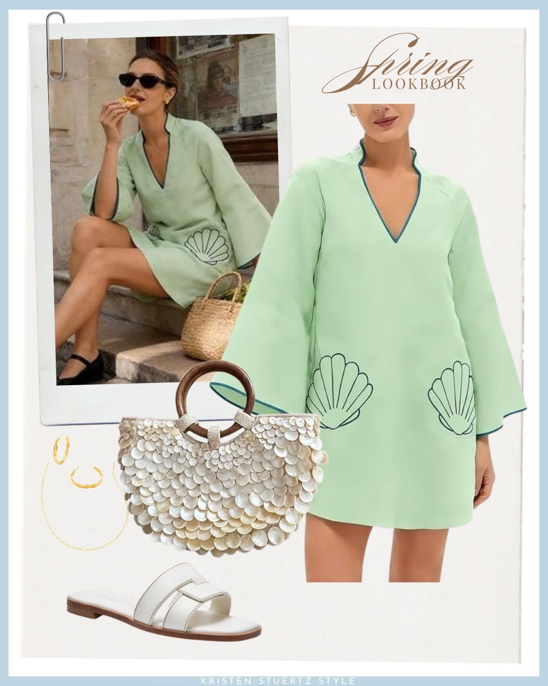 A Tnuck inspired dress at an affordable price. I’ve paired this ocean inspired mini dress with a shell handbag, flat leather sandals, and gold accessories.

#spring outfits #vacation outfits beach #ltkshoecrush  #resort wear 2026 #spring dresses #date night outfits @ltk 

#LTKstyletip #LTKfindsunder50 #LTKover40