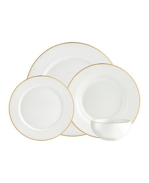 Pique Gold 16-PC Plain Dinnerware Set, Service for 4 | Macys (US)