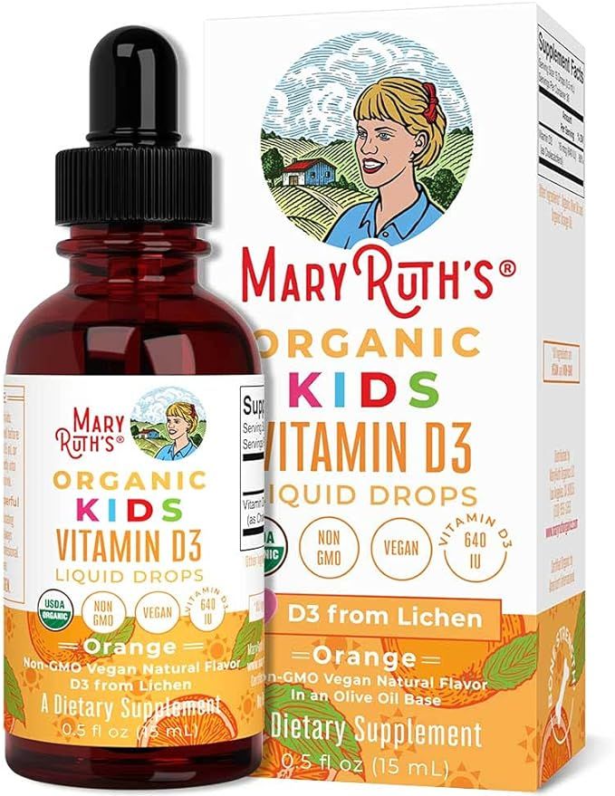 USDA Organic Vitamin D3 Liquid Drops for Kids by MaryRuth's | 640 IU Vitamin D3 Per Serving | Kid... | Amazon (US)