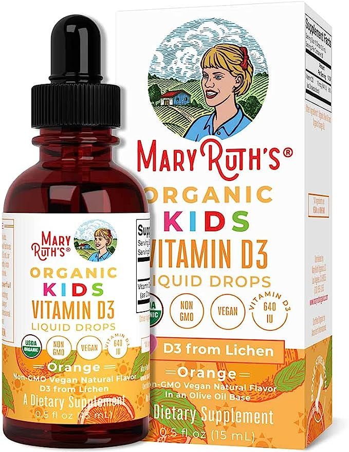 USDA Organic Vitamin D3 Liquid Drops for Kids by MaryRuth's | 640 IU Vitamin D3 Per Serving | Kid... | Amazon (US)