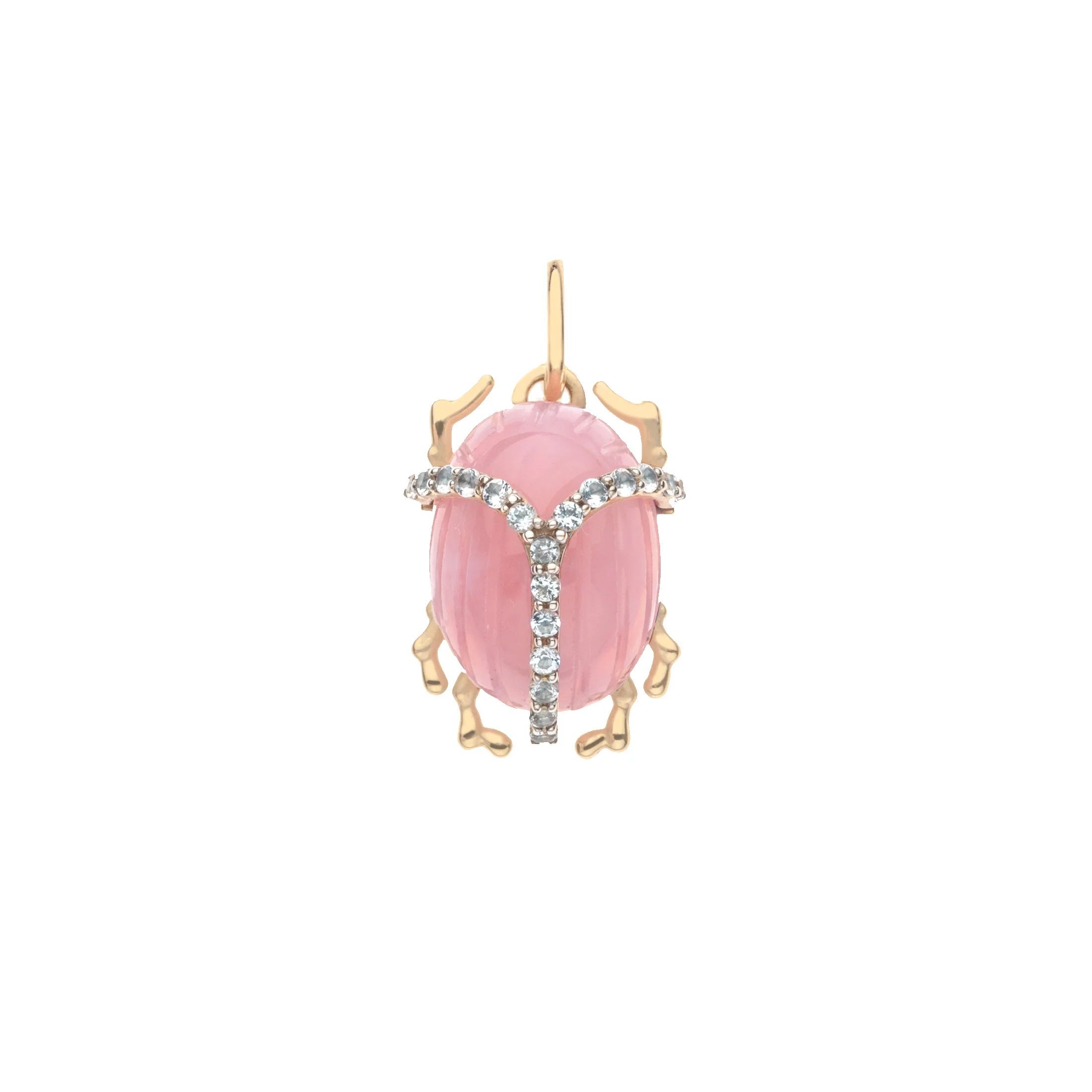 JW x House of Harris PROTECT Pink Jade Scarab Pendant in Solid Gold | Jane Win