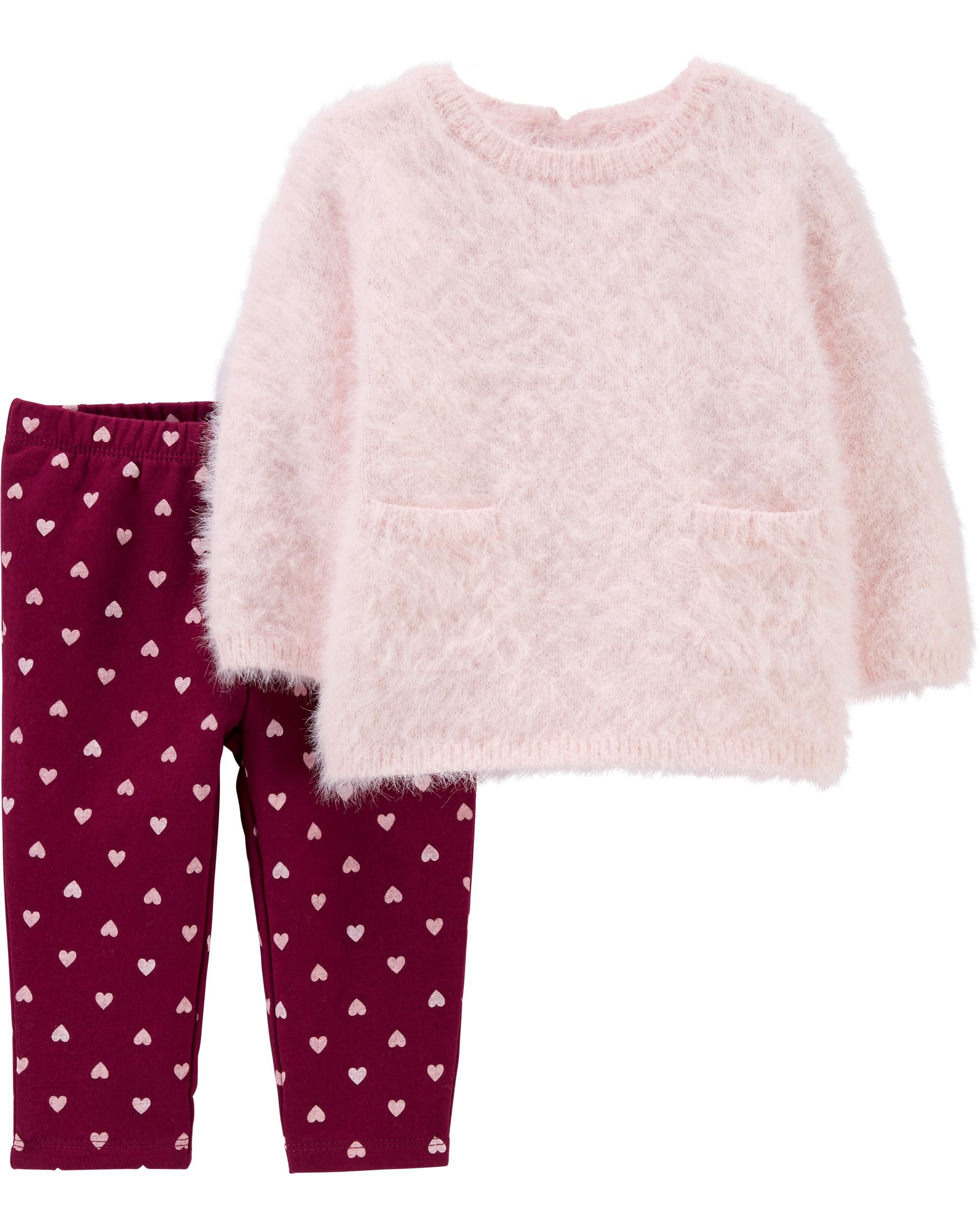 2-Piece Sweater & Heart Fleece Pant Set | Carter's