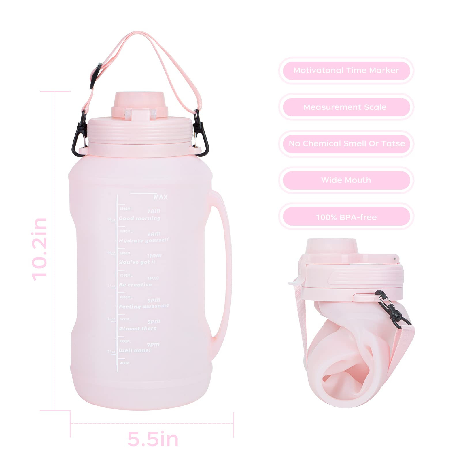 mountop Collapsible Water Bottle - Foldable Silicone Travel Water Bottle with Motivational Times ... | Amazon (US)