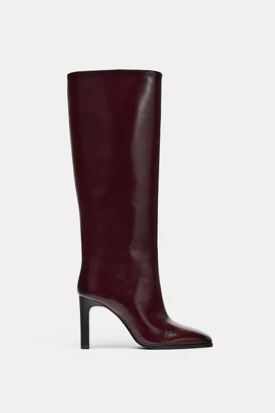 HEELED LEATHER BOOTS | Zara US