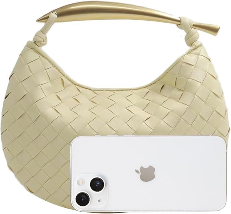 FEOFFS Woven Leather Hobe Dumpling Bag Dinner Handbag For Women Purse Hobo Bag Knotted Woven Summ... | Amazon (US)