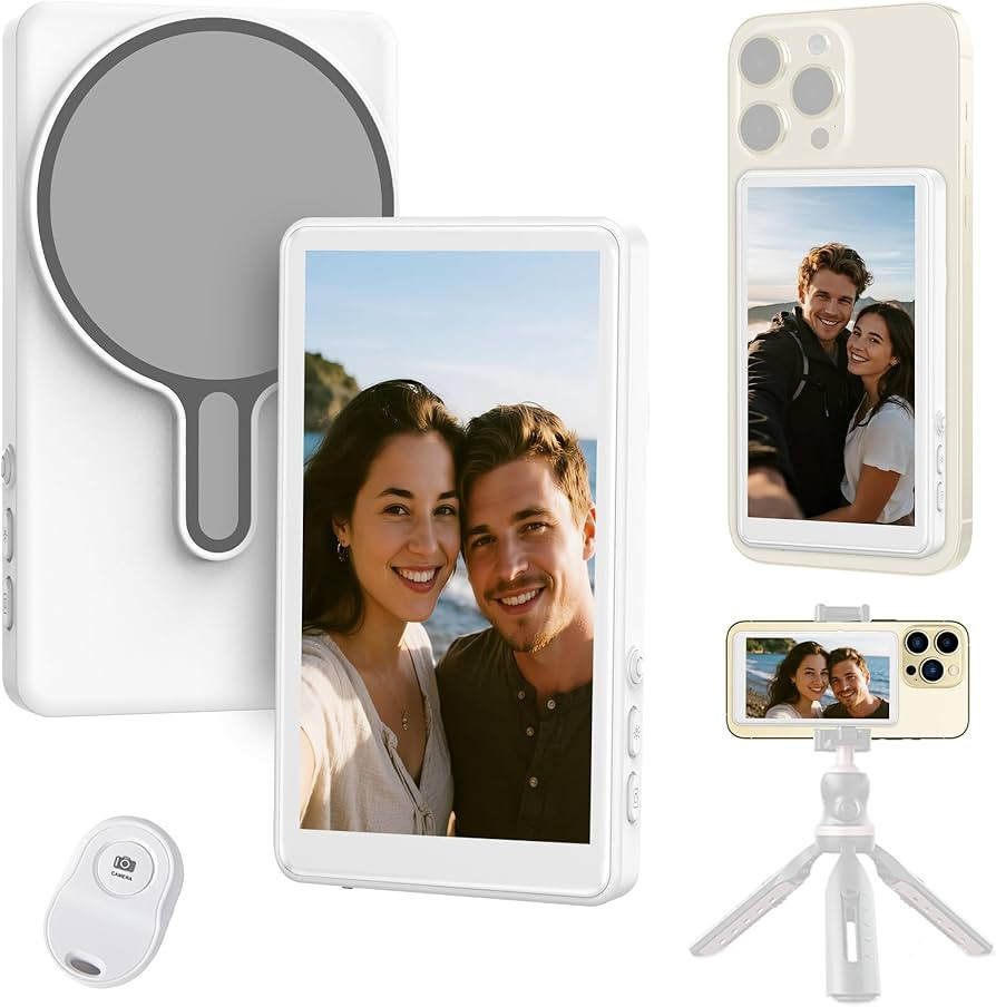 Selfie Monitor Screen for iPhone/Android,Magnetic Phone Vlog Selfie Screen with 1800mAh Battery&B... | Amazon (US)