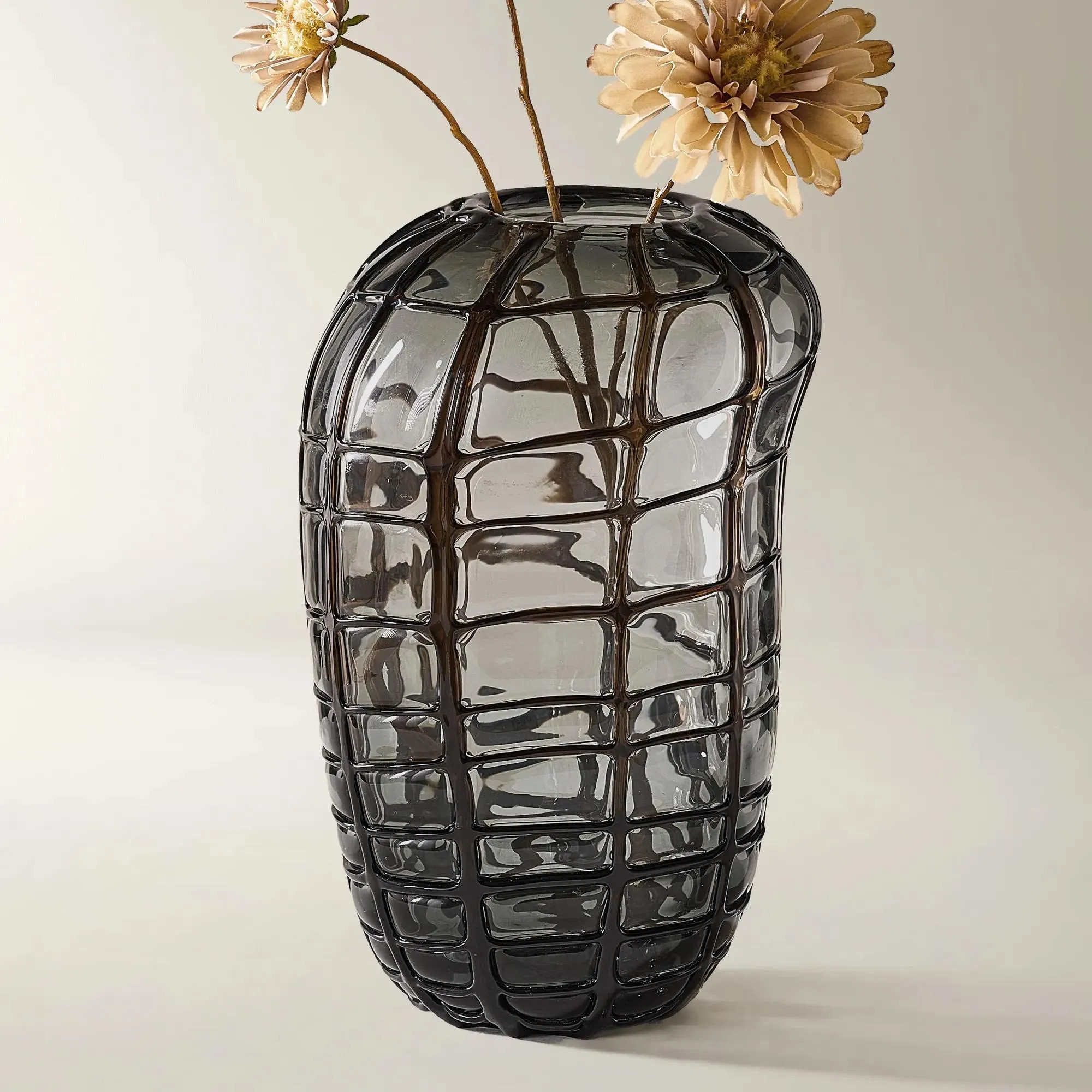 Contra Black Grid Glass Vase 13" | Z Gallerie | Z Gallerie