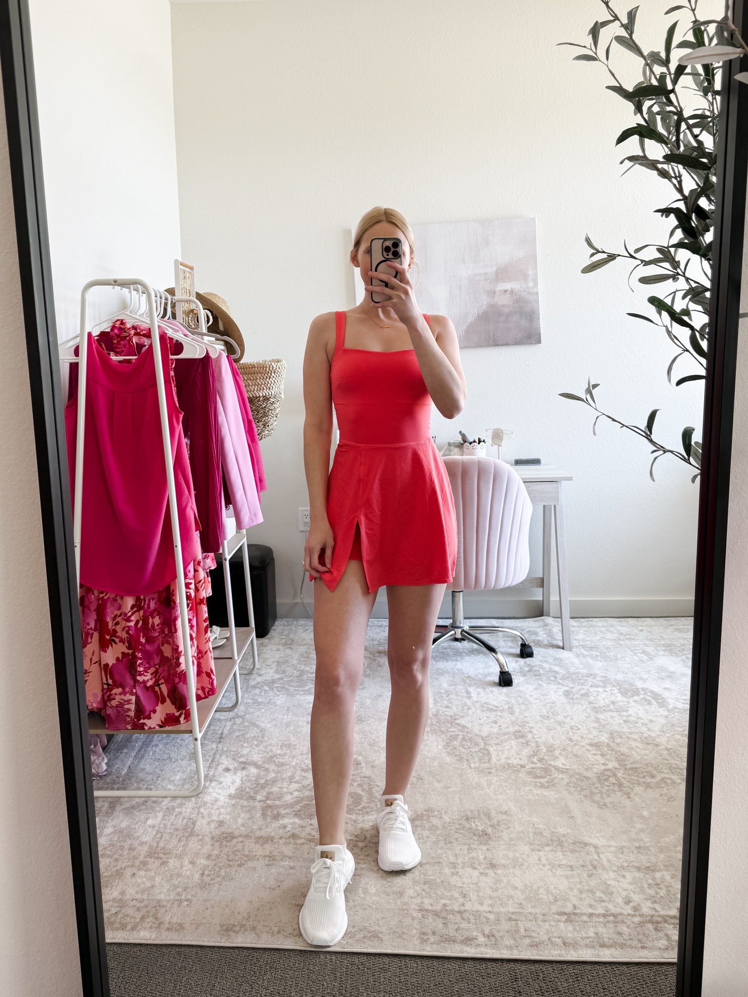 Target activewear - I’m obsessed with this active dress! ☺️

Coral tennis dress - XS, shorts are attached in the front, but not the back so you can pull them down a bit

White sneakers - true to size

Target activewear  / spring activewear / workout outfit / matching workout set / Target finds / Target Spring / Target must haves

#LTKActive #LTKSaleAlert #LTKSeasonal