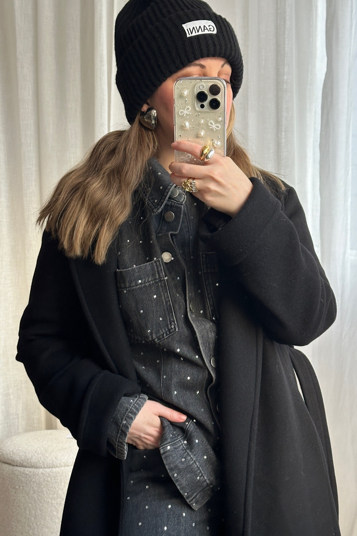 A little bit of diamanté sparkle to wear in winter 🪩
Aligne Jacinda Mid-Rise Wide-Leg Jeans | Diamante jeans | Rhinestone denim | Black wide legged jeans | Diamante shirt | Viral jeans | Valentine’s outfit ideas | Black wool coat | Ganni beanie hat 

#LTKover40 #LTKSeasonal #LTKMostLoved