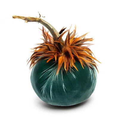 Silk Velvet 12" Ocean Pumpkin w/Feathers | Wayfair North America