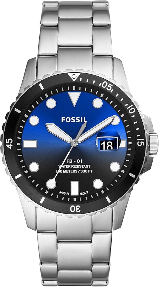 Fossil Men's FB-01 Stainless Steel Dive-Inspired Casual Quartz Watch | Amazon (US)