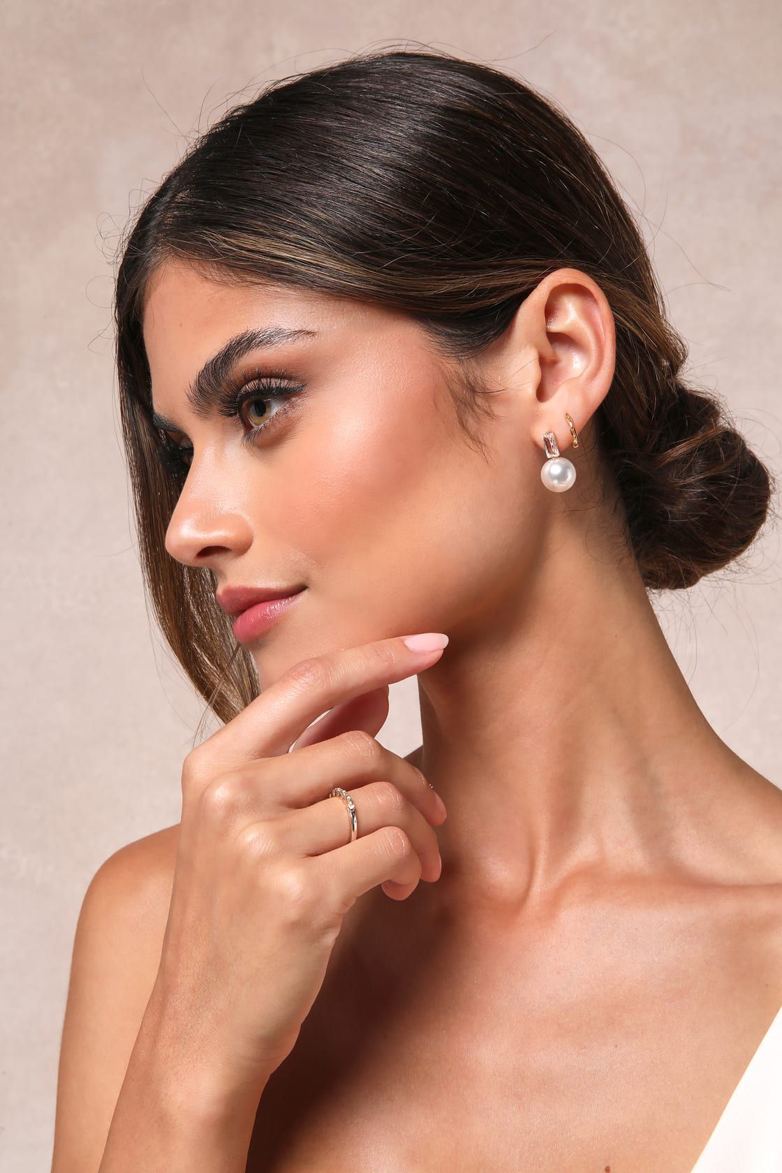 Elegant Passion White Pearl 14KT Gold Rhinestone Stud Earrings | Lulus